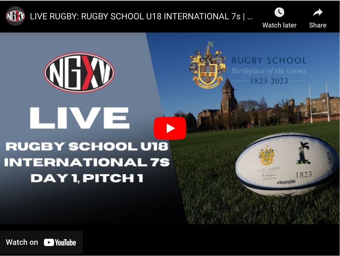 UPDATE OF LIVE STREAM SCHEDULE FROM RUGBY SCHOOL, ENGLAND